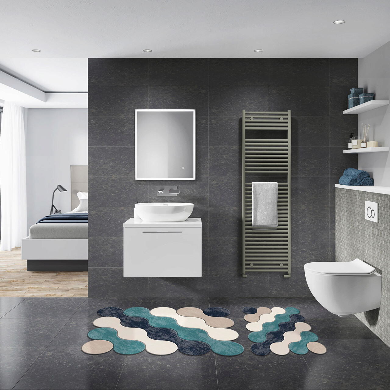 Set covorase de baie, L'essentiel Maison, 21011715Ma, Albastru - imagine 6